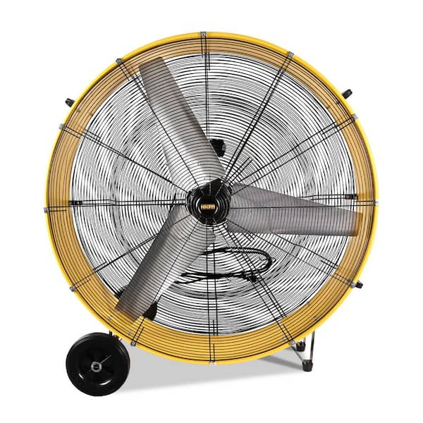 42 in. 2-Speeds Drum Fan in Yellow with Powerful 4/5 HP Motor, for Commercial or Industrial, Turbo Blade