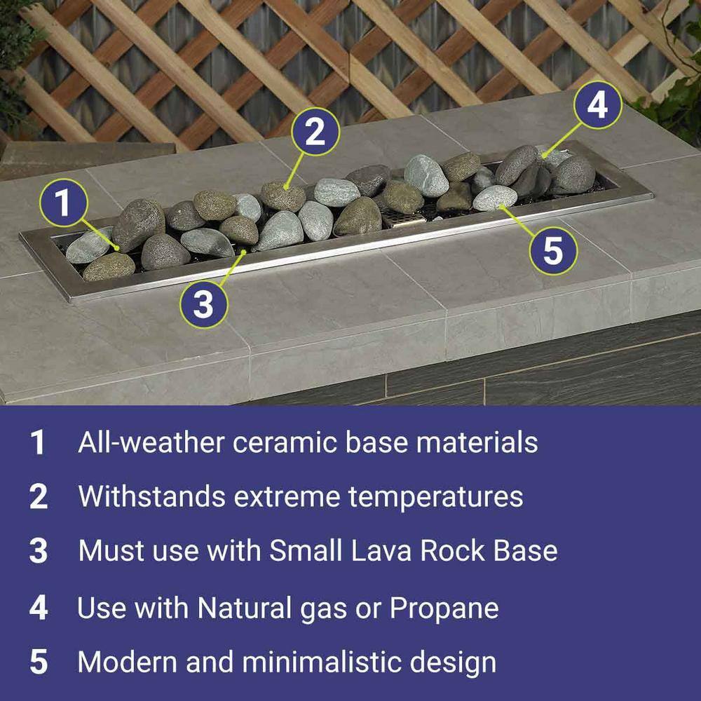 Cape Gray Ceramic Lite Stones for Fireplaces - 15 Piece Set