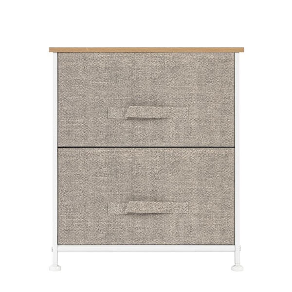 Karl home 11.87 in W. x 20 in. H Beige 2-Drawer Fabric Storage Chest with Beige Drawers