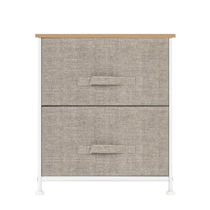11.87 in W. x 20 in. H Beige 2-Drawer Fabric Storage Chest with Beige Drawers