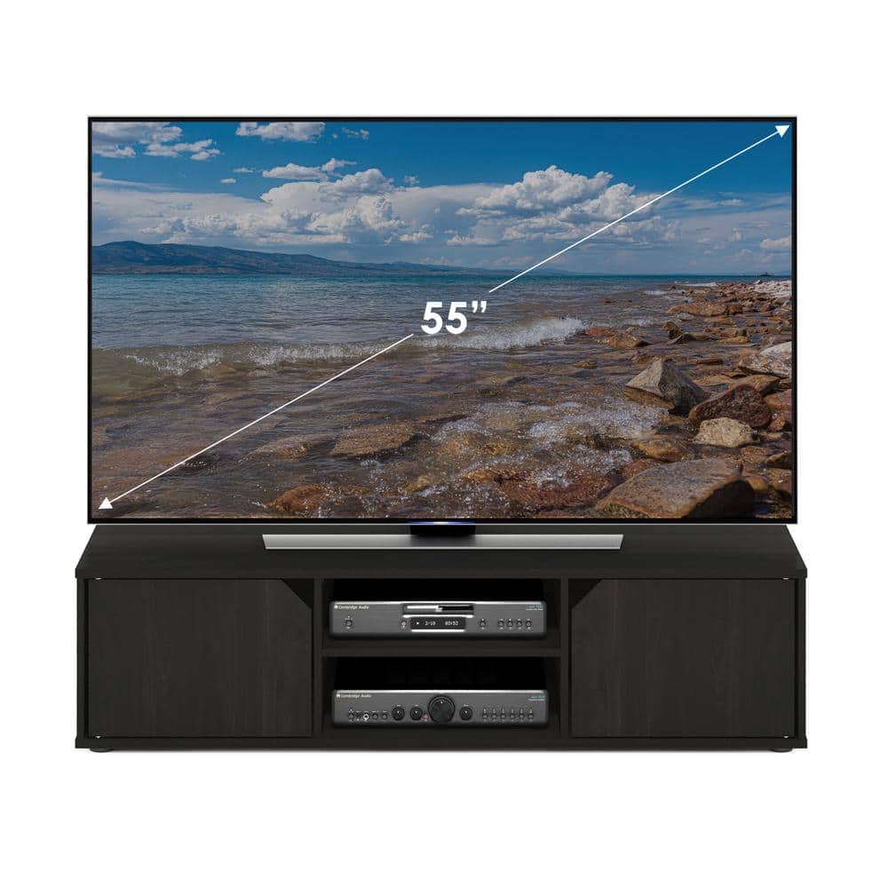 Espresso Composite Wood TV Stand with Cabinets and Fireplace