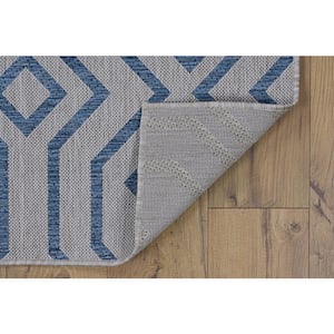 Blue and Grey 6 ft. 6 in. x 9 ft. 6 in. Daylight Indoor Outdoor Telemetry Area Rug