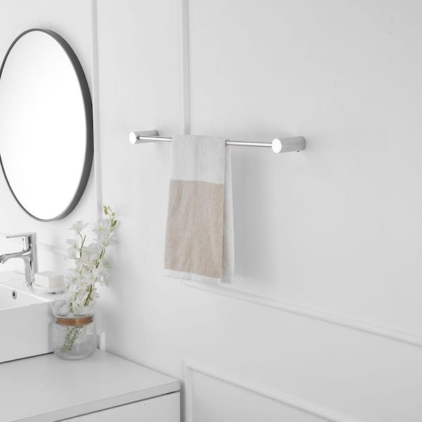 24 in. Modern Wall Mounted Single Bathroom Towel Bar Holder Rack Bath Accessories Hanger in Polished Chrome