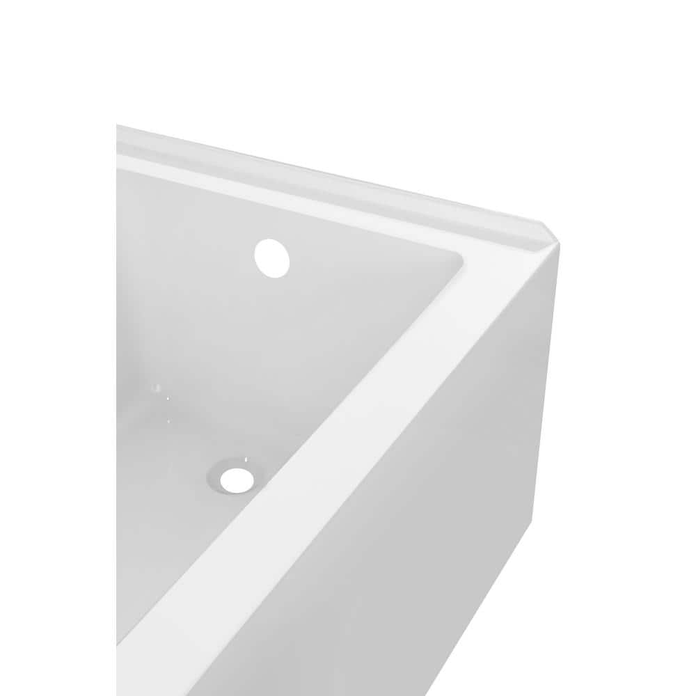 White Acrylic Alcove Soaking Bathtub with Right Drain