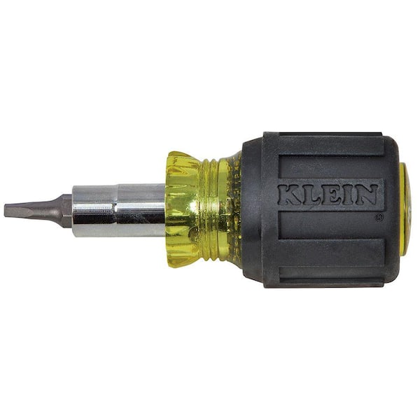 Klein Tools 3.2 in. Stubby Multi-Bit Screwdriver with Square Recess Bit
