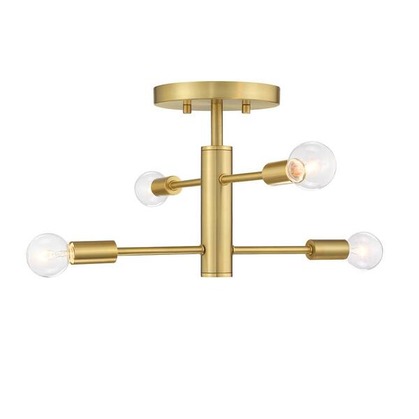 Designers Fountain - Arlo 14.25 in. 4-Light Brushed Gold Modern Entryway Semi-Flush Mount with No Bulbs Included