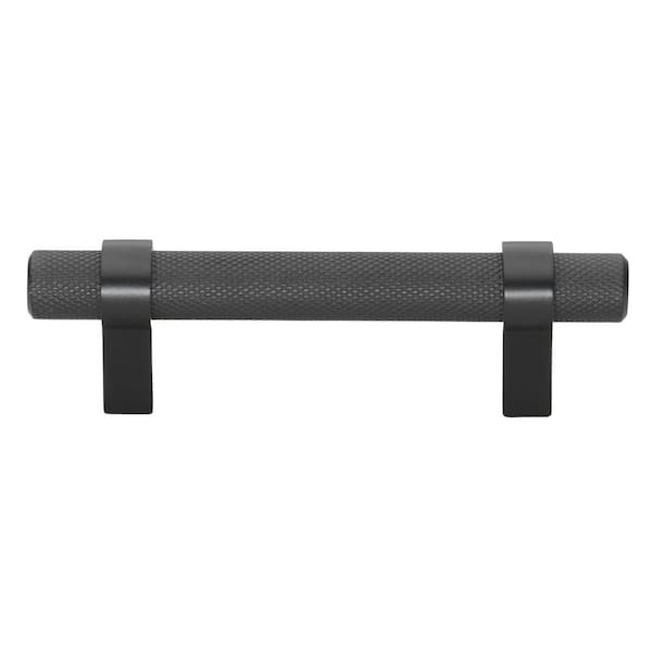 GLIDERITE 3 in. (76 mm ) Center-to Center Matte Black Knurled Bar Pull (10-Pack )