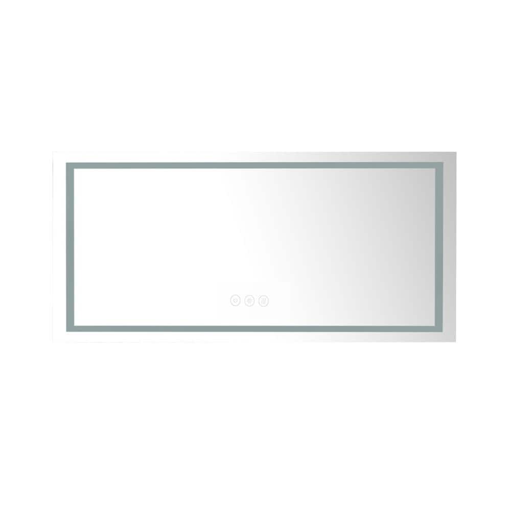 YASINU 84 in. W x 32 in. H Rectangular Frameless Anti-Fog LED Light Wall Bathroom Vanity Mirror Front Light with Dimmer, Classic -  SM30008