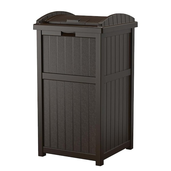 16 in. W x 15.75 in. D x 31.6 in. H Outdoor Brown Garbage Can Hideaway with Secure Lid Trash Can Storage (33 Gal)