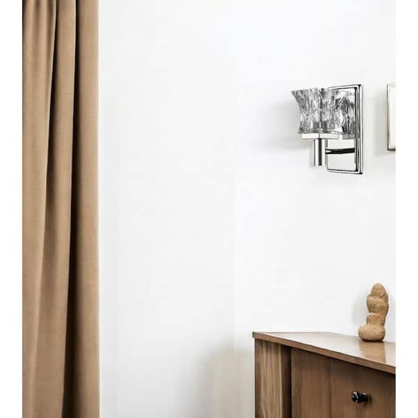 8 in. Clear and White Indoor Hardwired Sconce with LED Bulbs Included