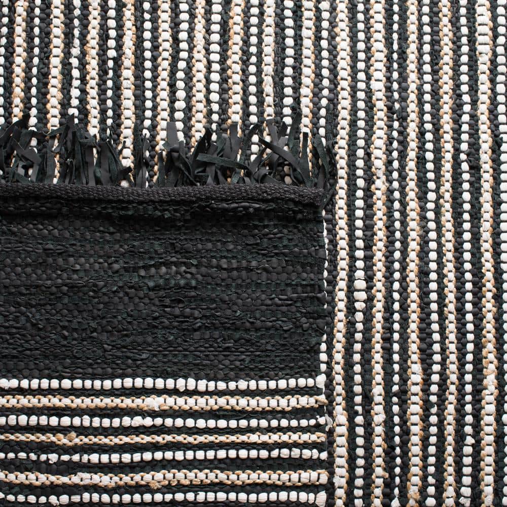 Black and White Striped Cowhide 8' x 10' Area Rug