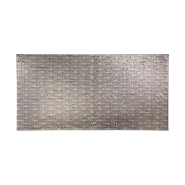 Fasade 96 in. x 48 in. Alphabet Decorative Wall Panel in Crosshatch Silver