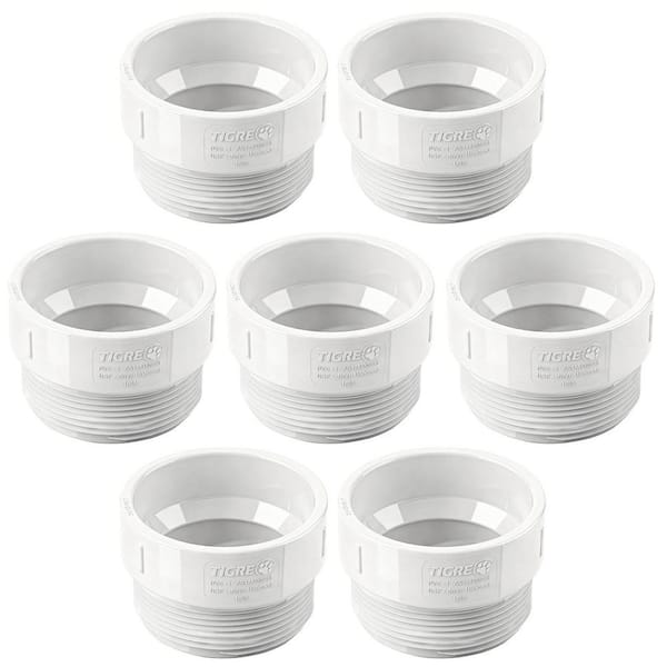 Pvc Ridgid Fitting PLUMBFLEX 6 in. White Rigid PVC DWV Male Adapter, MPT x Hub Fitting for ...