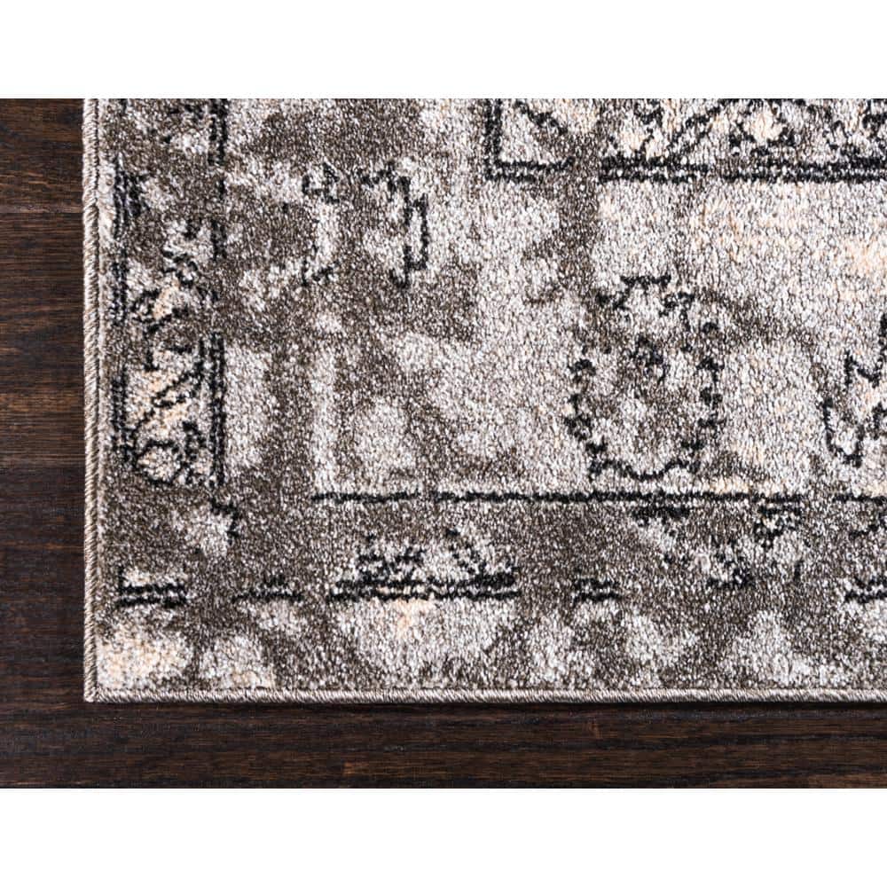 Reversible Easy Care Gray Synthetic 6' x 9' Area Rug
