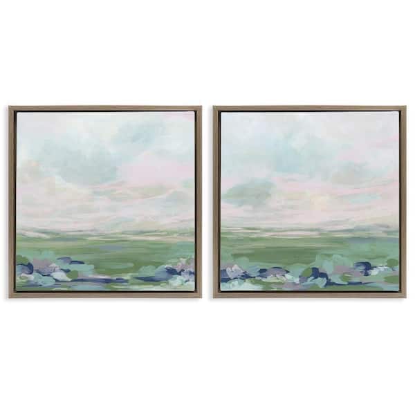 Stupell Industries Abstract Gradient Landscapes by June Erica Vess 2 Pieces Brown Floater Frame Nature Graphic Art Print 25 in. x 25 in.