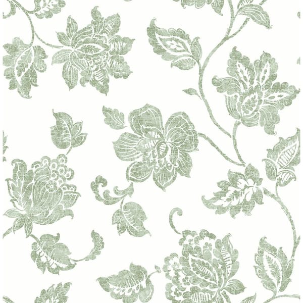 Advantage Guy Green Jacobean Green Wallpaper Sample