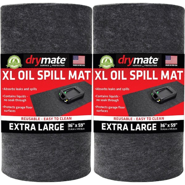 3 ft. W x 4 ft. 11 in. L Charcoal Gray Commercial/Residential Polyester Garage Flooring Oil Spill Mat (2-Pack)