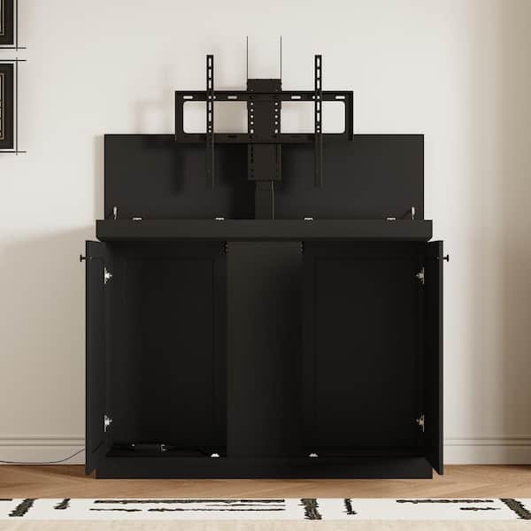 FUFU&GAGA Black TV Stand Fits TVs up to 40-50 in. with Lift