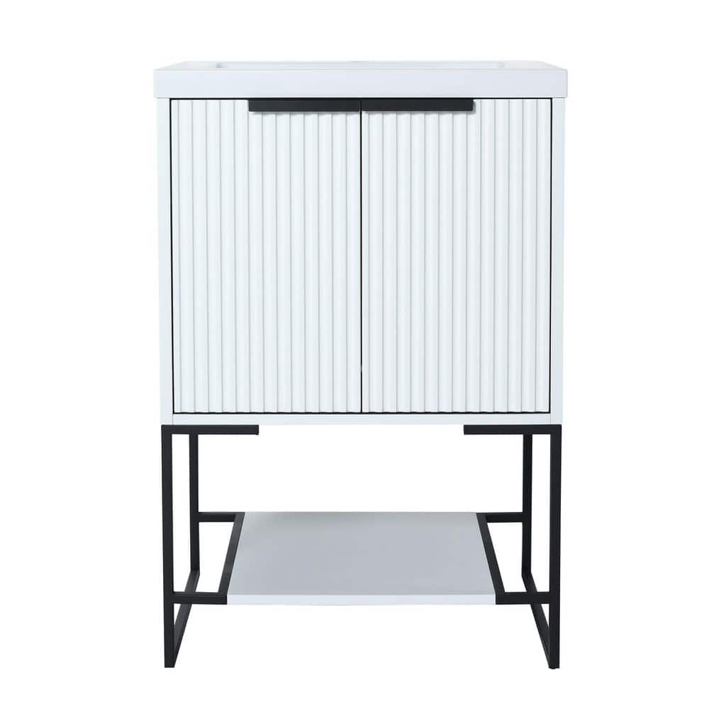 23.6 in. W x 18.1 in. D x 35 in. H in White Resin Vanity Top Freestanding B