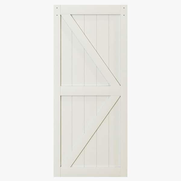 36 in. x 84 in. White Finished Solid Core Wood Barn Door Slab without Hardware Set