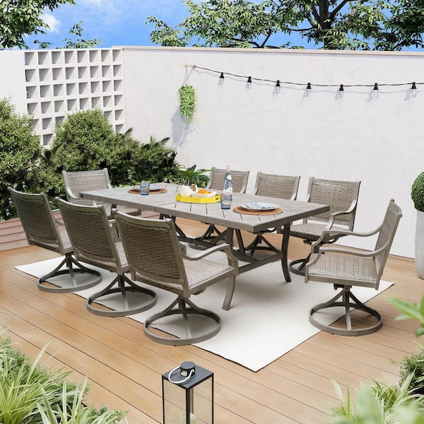 Tampa 9-Piece Swivel Aluminum Outdoor Dining Set