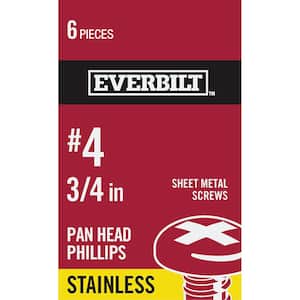 #4 x 3/4 in. Phillips Pan Head Stainless Steel Sheet Metal Screw (6-Pack)