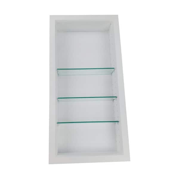 Dereka 3.5 in. x 15.5 in. x 29.5 in. White Enamel Wood Recessed Wall Niche