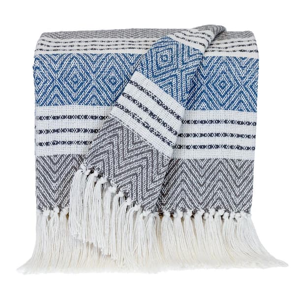 Transitional Stripes Charcoal Rectangle 50 in. x 60 in. Throw Blanket