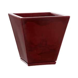 Zurique Small Red Marble Effect Plastic Resin Indoor and Outdoor Planter Bowl