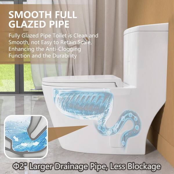 Zeafive Top 1-Piece Toilet 1.1/1.6 GPF Dual Flush Compact