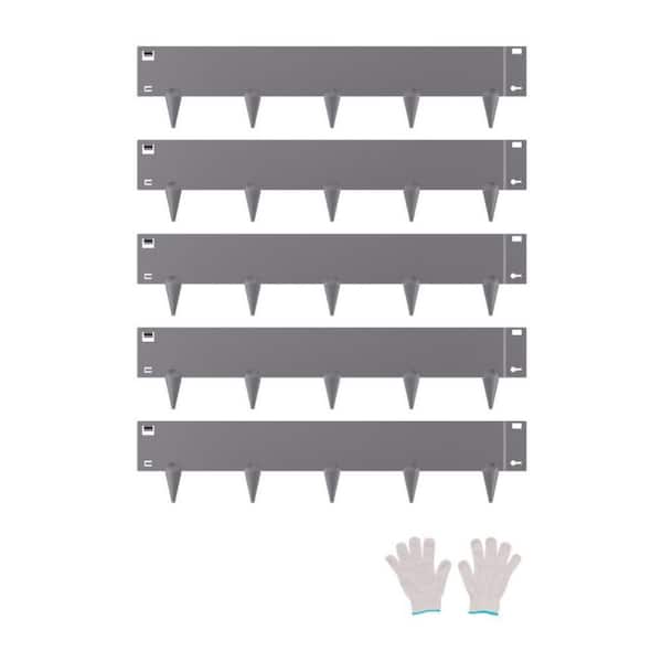 5-Pack 39 in. x 5 in. x 0.06 in. Dark Gray Steel Landscape Edging, Rust-Resistant Lawn Edge for Garden Yard