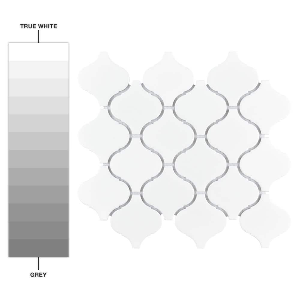 Morocco Matte White 9.5" x 10.75" Porcelain Mosaic Accent Tile
