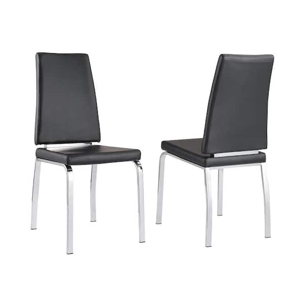 Worldwide Homefurnishings Faux Leather/Chrome Dining Chair in Black