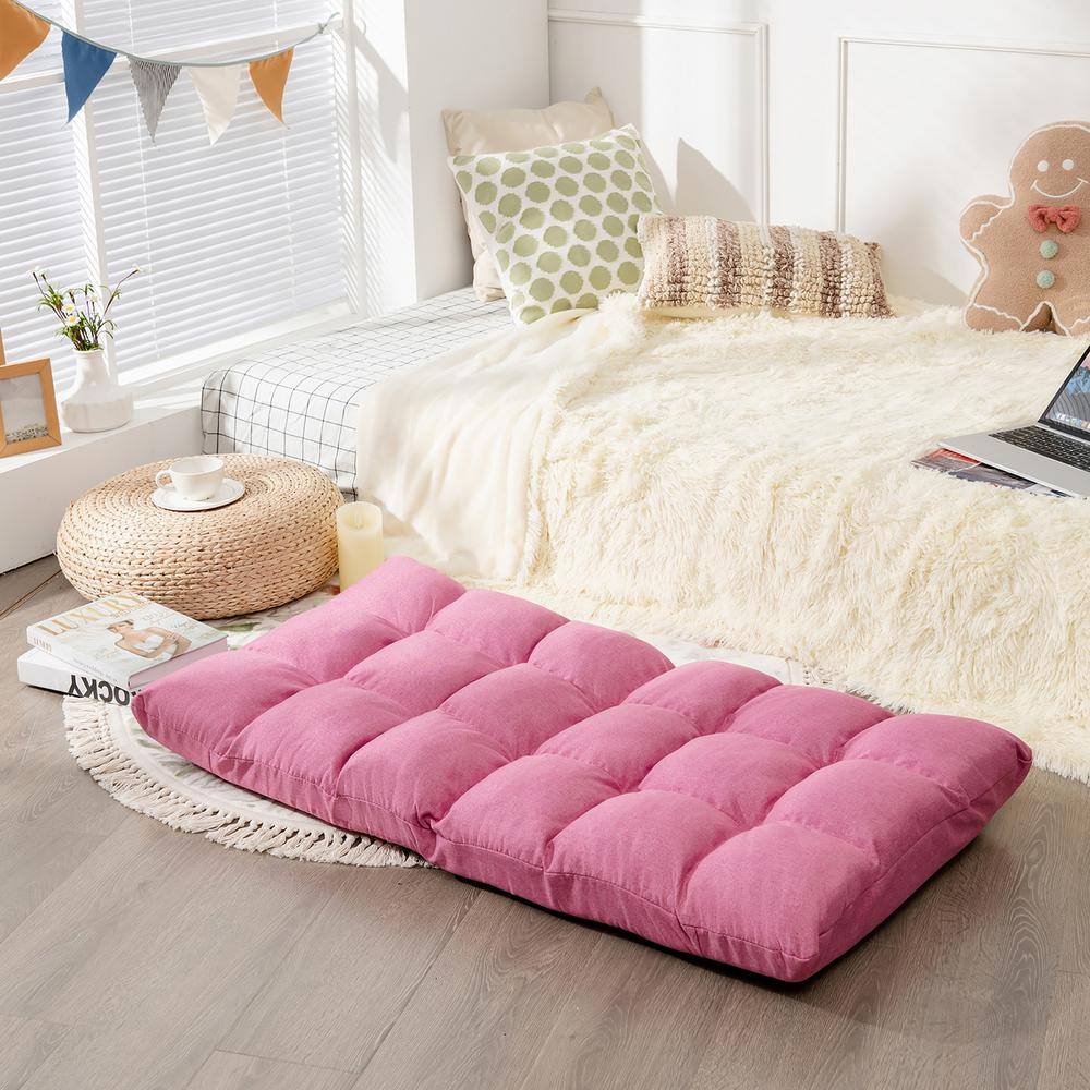 Pink Adjustable 14-Position Metal Frame Cotton Floor Chair