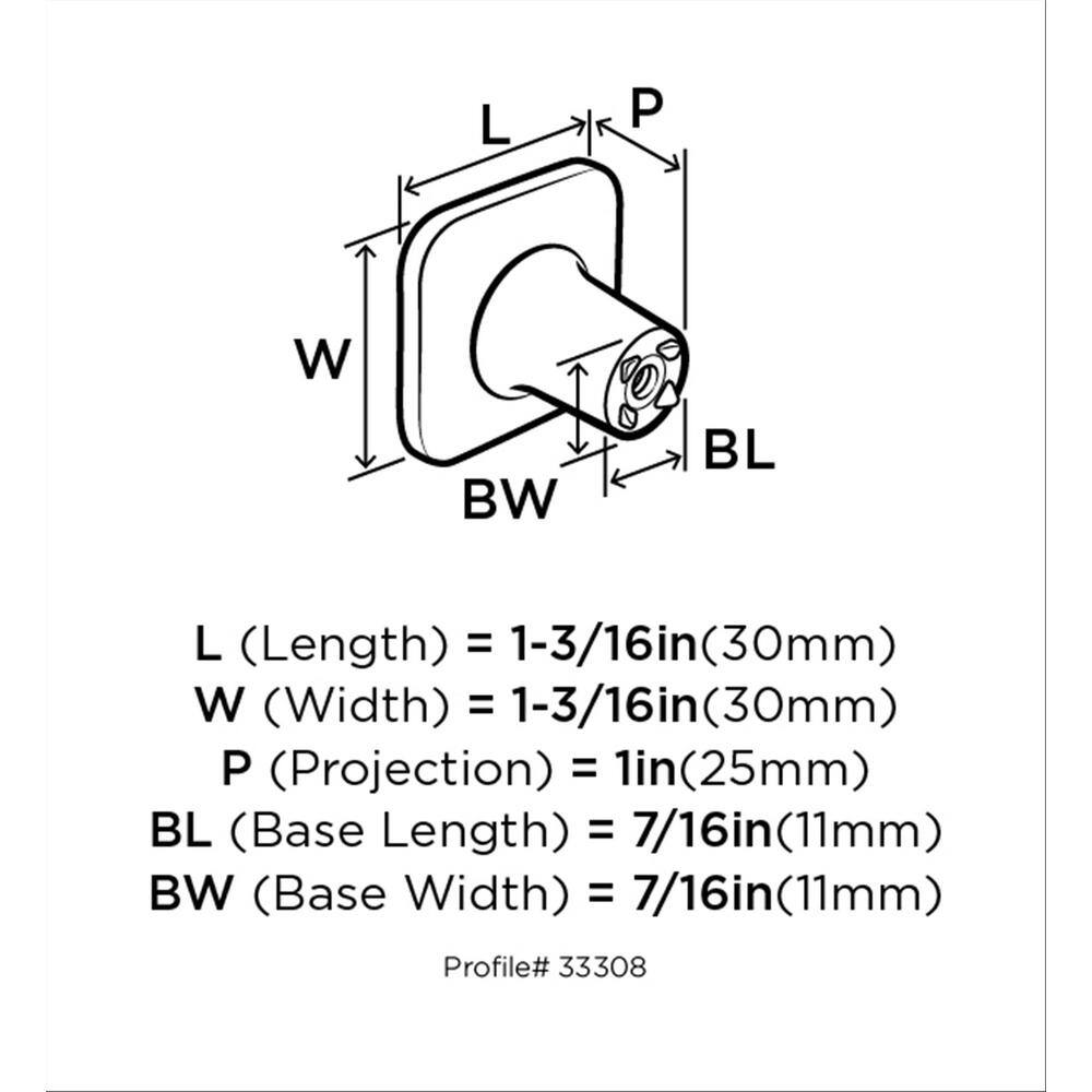 1-3/16" Square Black Brushed Nickel Cabinet Knob