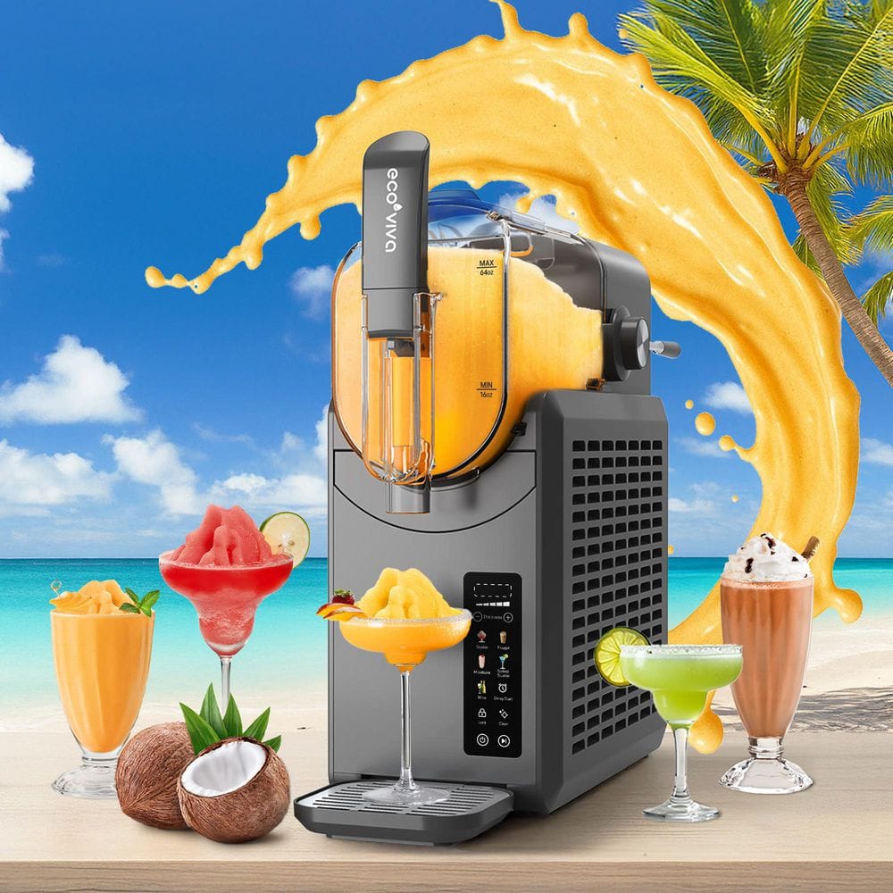 Ecoviva 88 oz Color-Screen Slushy Machine Gray Snow Cone