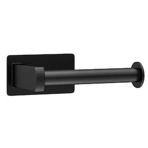 Self-Adhesive Stainless Steel Single Post Wall Mounted Toilet Paper Roll Holder Stand No Drilling in Matte Black