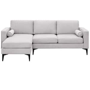 86 in. Square Arm 2-piece L Shaped Chenille Fabric Modern Sectional Sofa in Beige with Chaise