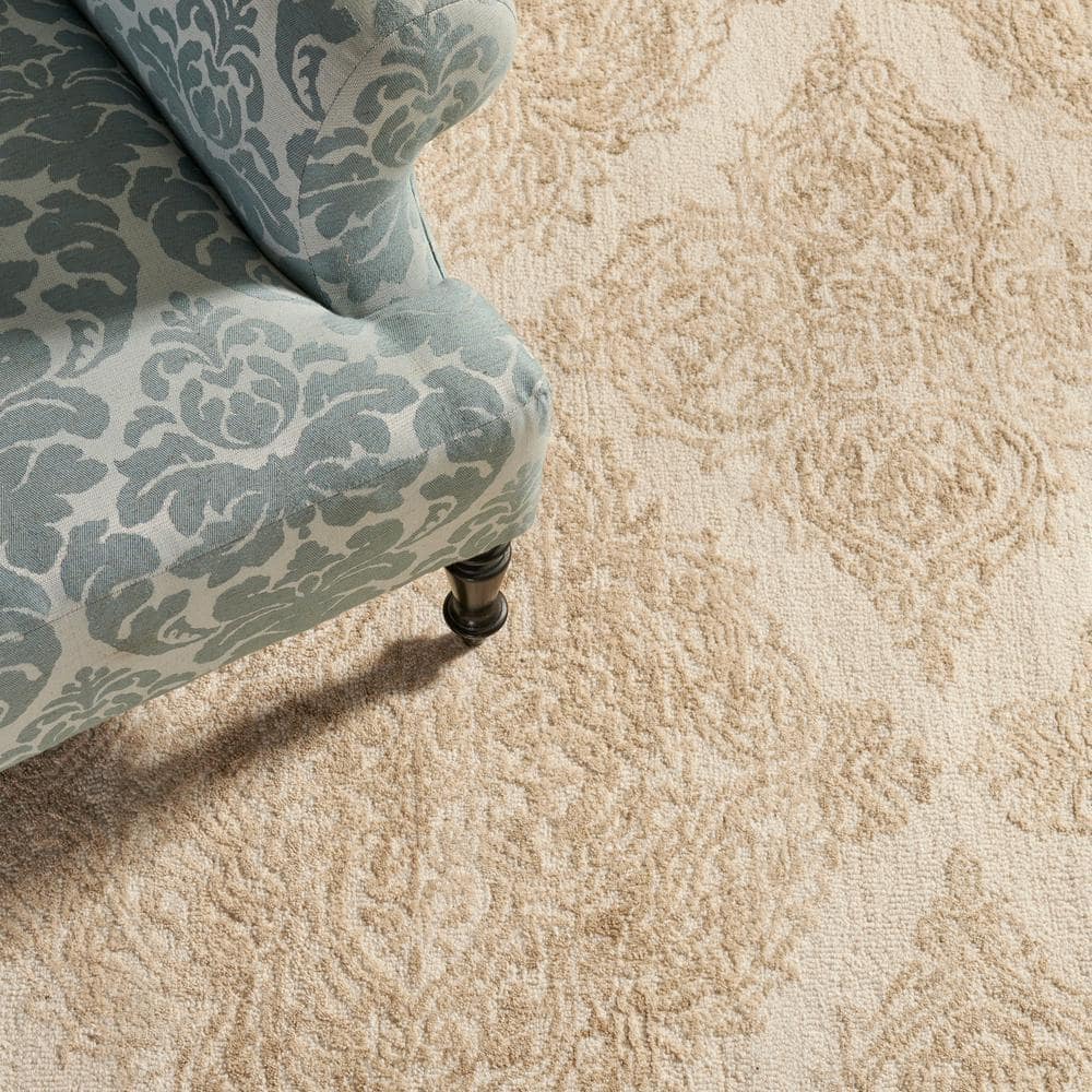 Ivory and Beige Hand Tufted Wool Trellis Rectangular Rug