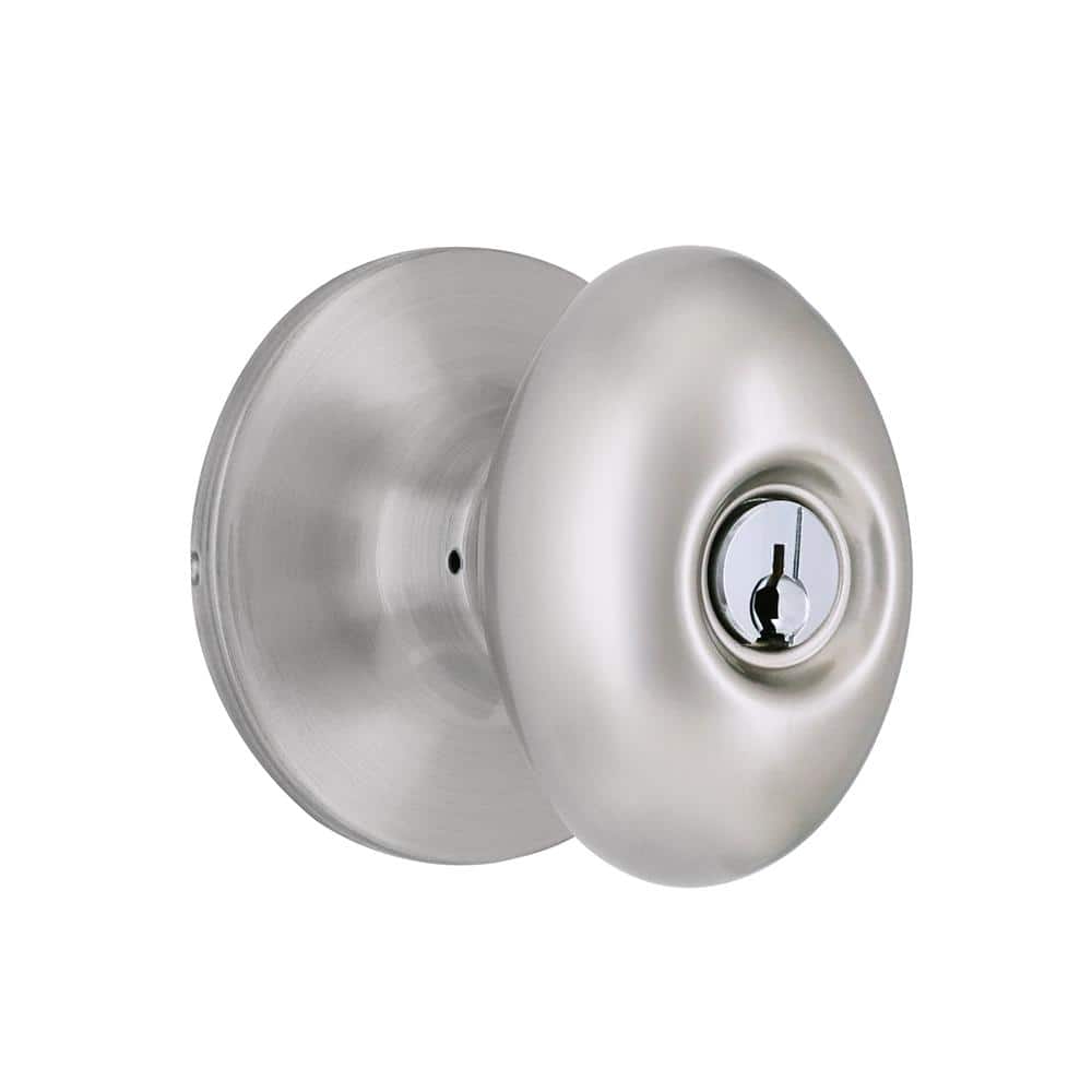 Beale Satin Nickel Keyed Entry Door Knob Featuring Dual Keyway