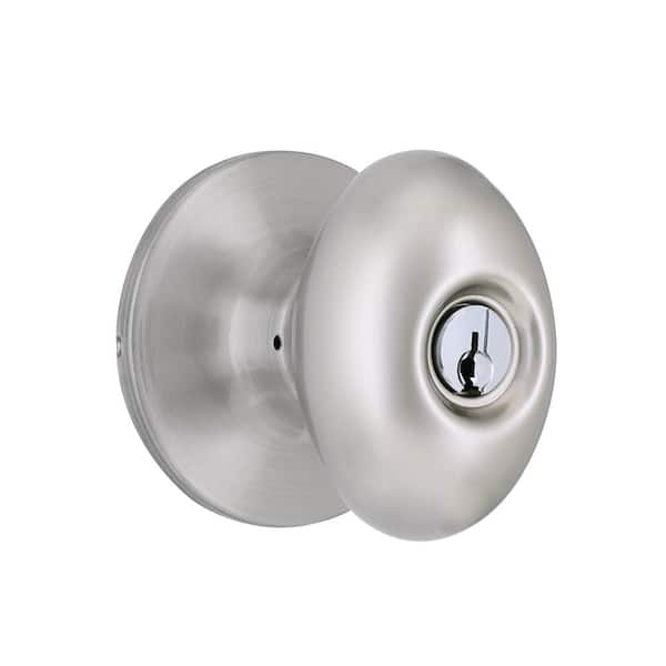 Beale Satin Nickel Keyed Entry Door Knob Featuring Dual Keyway