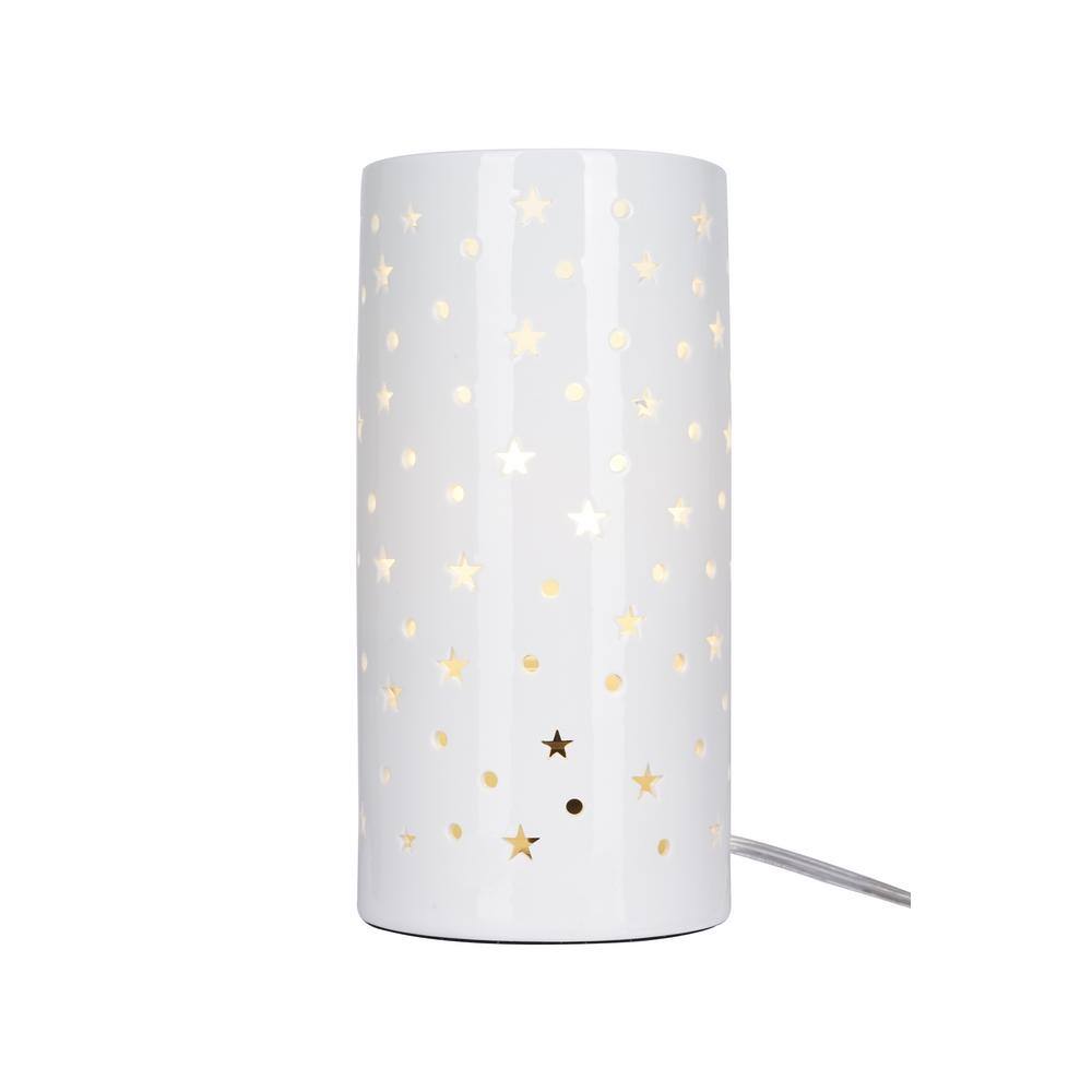 Hampton Bay 10 In White Indoor Ceramic Up Light With White Cut Out   Hampton Bay Novelty Lights 24260 000 64 1000 