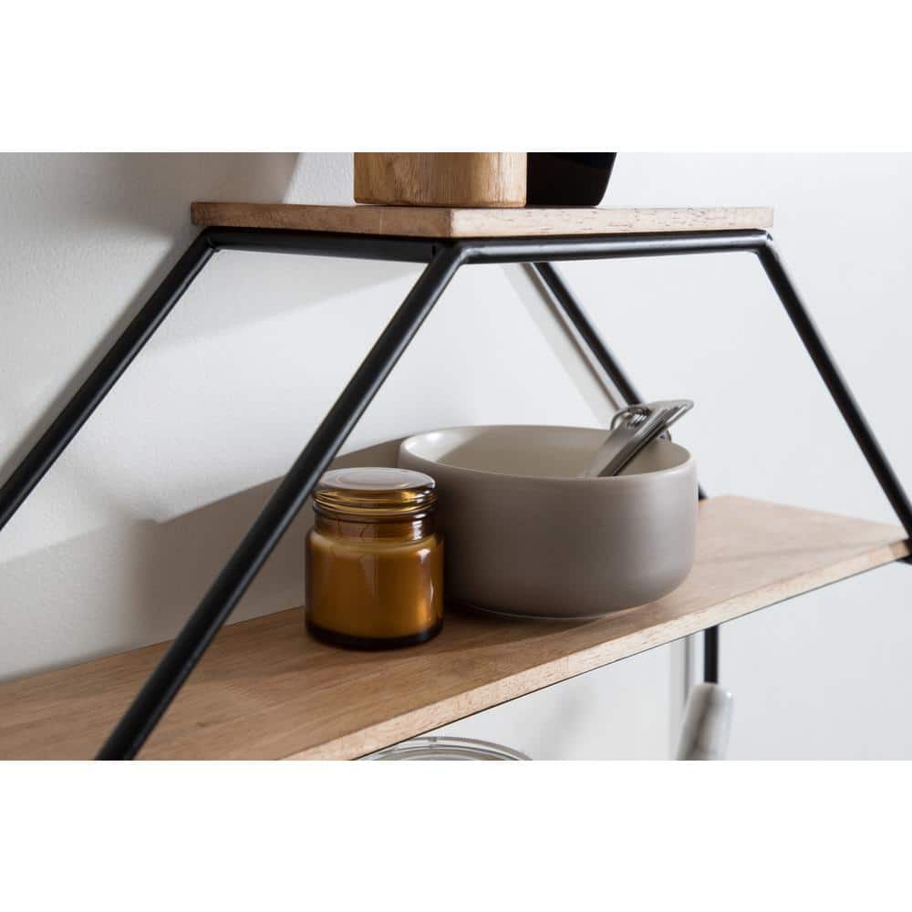 Lintz Rustic Brown Octagon Floating Wall Shelf, 26.25x27.2 in