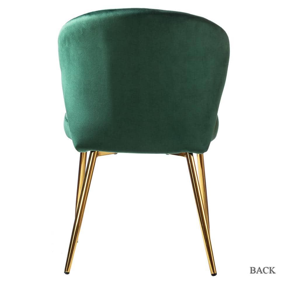 Green Velvet Upholstered Side Chair with Gold Metal Legs