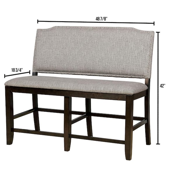 Teagan Dark Walnut Transitional Style Counter Height Bench