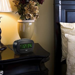 Digital 0.60 in. Green LED Electric Alarm Table Clock