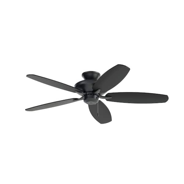 KICHLER Renew Patio 52 in. Indoor/Outdoor Satin Black Dual Mount Ceiling Fan with Pull Chain for Covered Patios