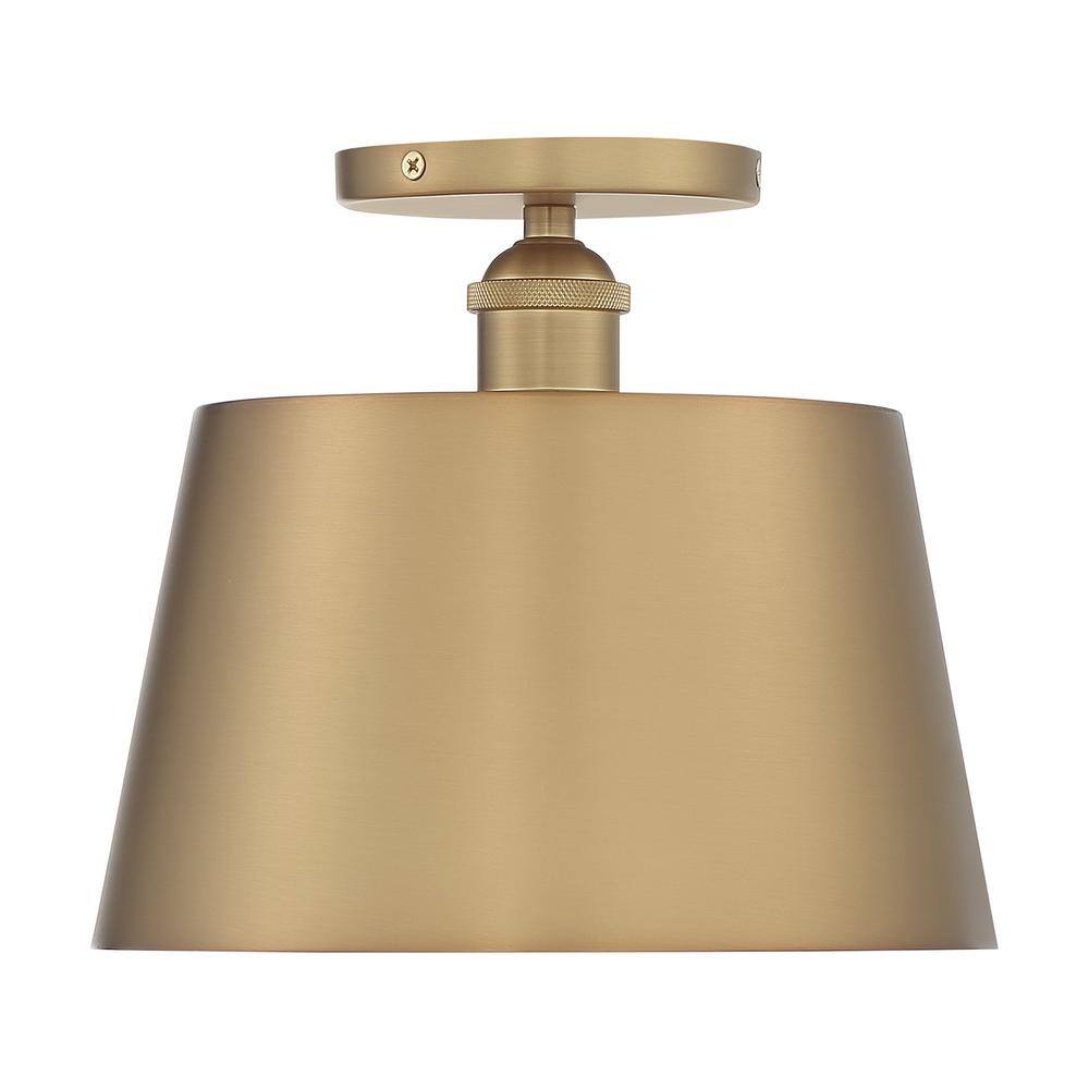 Motif Brushed Brass and Glass Semi Flush Mount Light