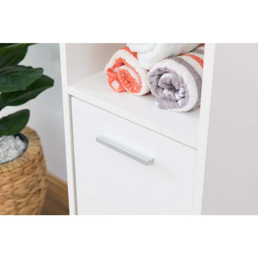 Contemporary White 40.8" Tall Bathroom Cabinet with Adjustable Shelving