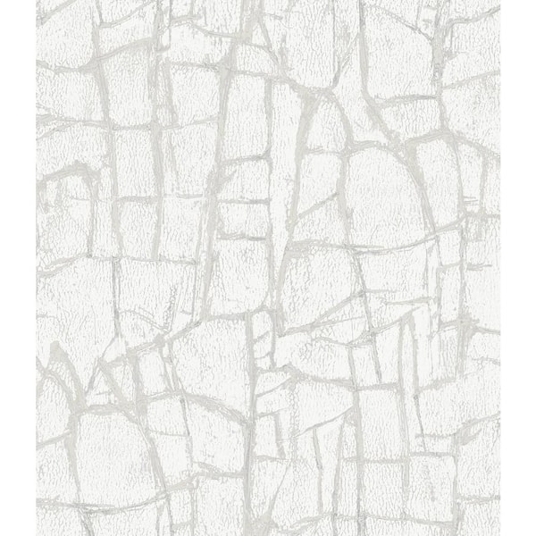 Seabrook Designs 56 Sq. Ft. Metallic Snowbound Crackle Paper Unpasted Wallpaper Roll